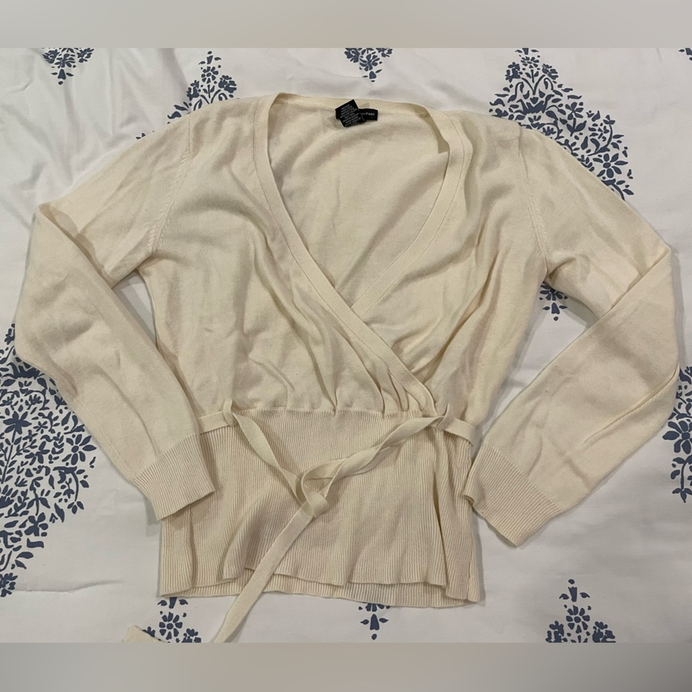 New York & Company Tie Front Faux Wrap Top